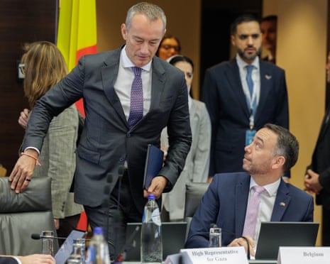 High Representative for Gaza and Director-General of the Board of Peace Nickolay Mladenov (standing).