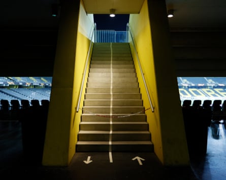 A view inside the stadium of closed stairwell.