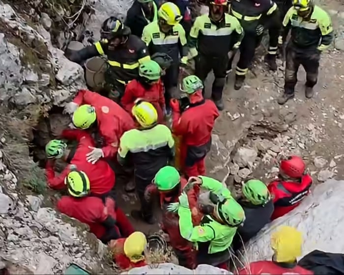 Image accompanying the story: Man rescued from cave on Sardinia after being trapped by rockslide for 26 hours