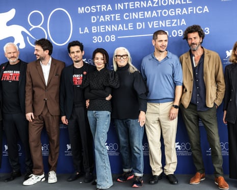 Festival jury members, from left, Laura Poitras, Martin McDonagh, Santiago Mitre, Damien Chazelle, Shu Qi, Jane Campion, Gabriele Mainetti, Saleh Bakri and Mia Hansen-Løve.
