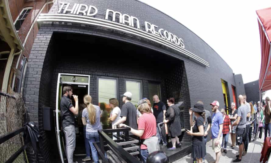 Music lovers queue outside Jack White’s Third Man Records in Nashville on Record Store Day 2015.