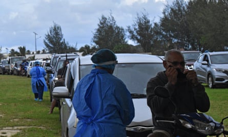 A drive through Covid testing clinic at the Constitution Park in Avarua, Rarotonga, Cook Islands after the first case of Covid-19 was detected in the country.