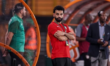 Mohamed Salah watches his team Egypt compete against Cape Verde