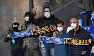 Fans at Napoli v Barcelona