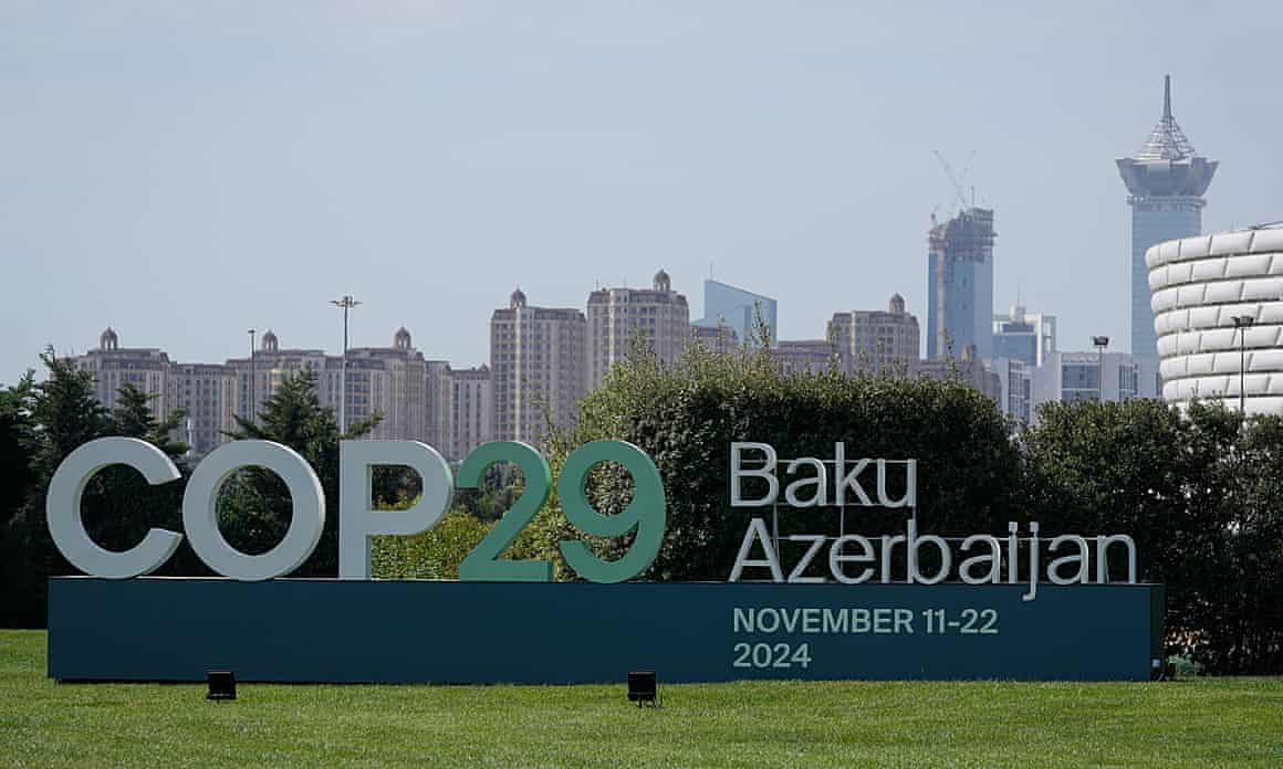 Cop29 sign in Baku, Azerbaijan