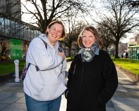 Emmeline Kwaan and Lorna Logan in Plymouth city centre in March