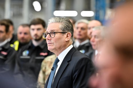 Keir Starmer giving his speech at BAE Systems in Govan.