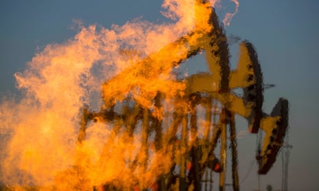 Gas burn-off from new wells in North Dakota.