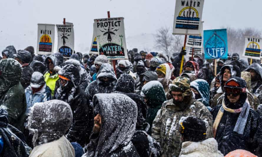 Activists at Standing Rock have faced blizzard conditions at the camp during the winter months.