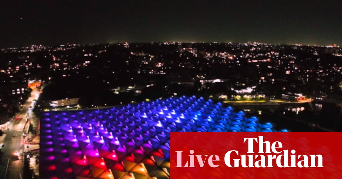 Australia news live: new Sydney fish market unveils ‘special event’ lighting system; earthquake strikes Indonesia island