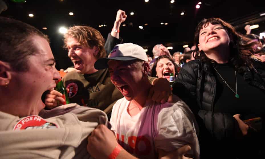 ALP supporters celebrate on election night