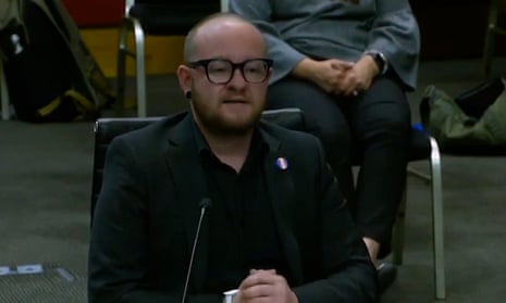 Teddy Cook speaking at the NSW parliamentary inquiry