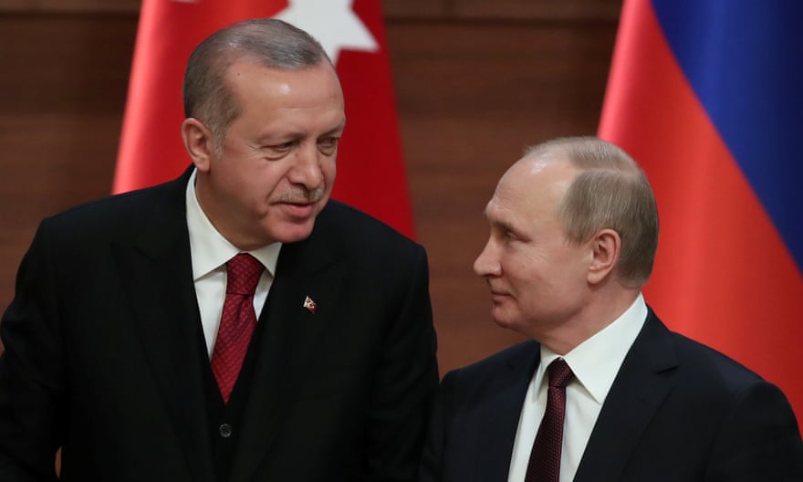 Presidents Tayyip Erdoğan of Turkey and Vladimir Putin of Russia in Ankara.