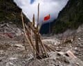 Wreckage of the Gyirong Port buildings from the Chinese side of the Nepal-Tibet border.