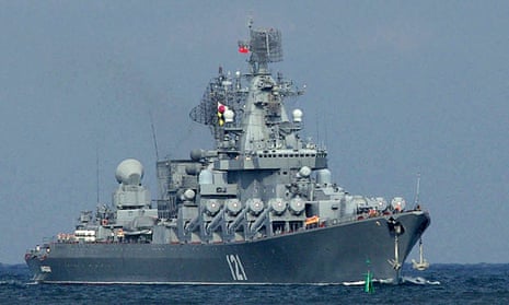 The Moskva missile cruiser flagship, of the Russian Black Sea Fleet