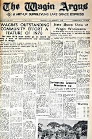 Front page of the Wagin Argus from 1978