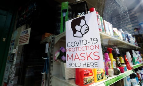 Shop advertising face masks for sale