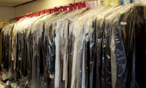 A rail full of dry cleaning