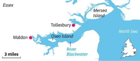 Thames barge trip map in Essex