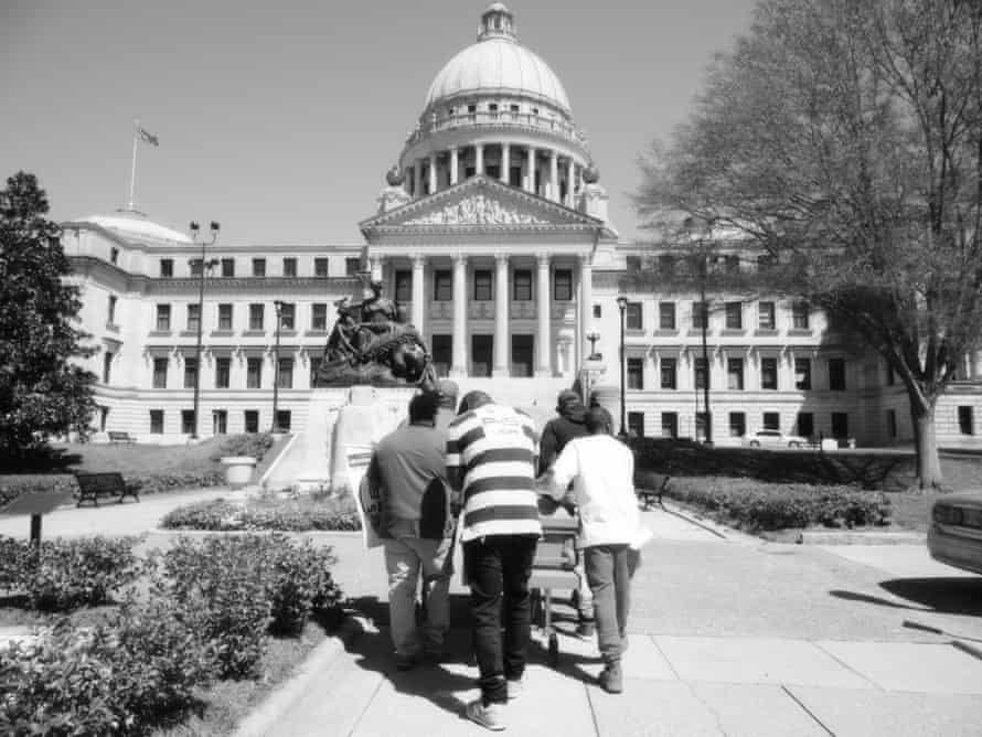 The protesters arrived in the state capital
