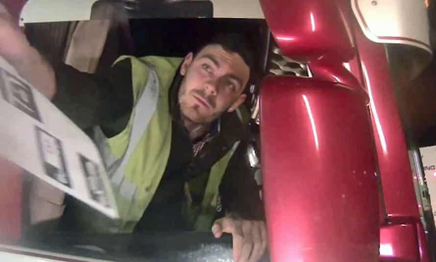 CCTV screengrab of Maurice Robinson leaving Purfleet port in Essex