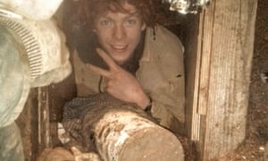 Lazer Sandford seen with his arm tube following the failed eviction attempt.