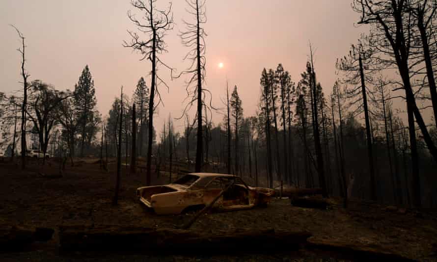 A fire-ravaged property in the Fresno County community of Pine Ridge in the foothills of the Sierra Nevada mountains