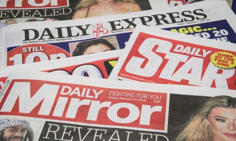 Daily Mirror, Daily Express and Daily Star newspaper tops