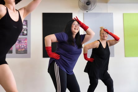 Jennifer Wong (centre) laughs her way through her first burlesque class.