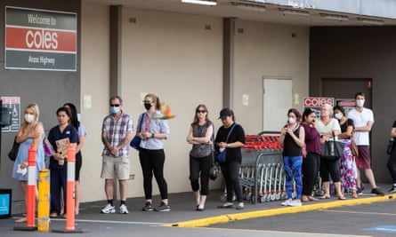 Adelaide residents queue for supermarket shopping after South Australia was thrown into a snap six-day lockdown.