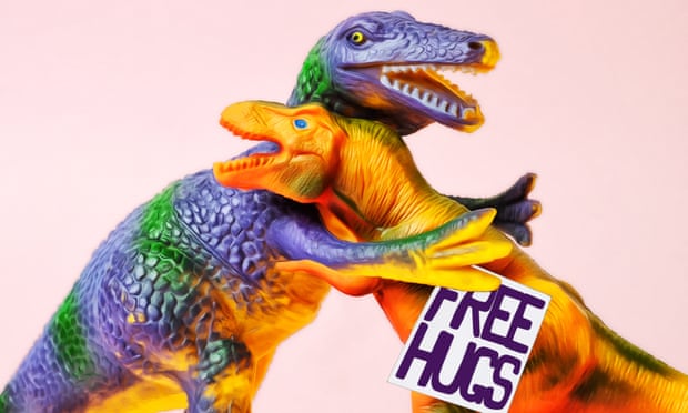 Dinosaurs hugging