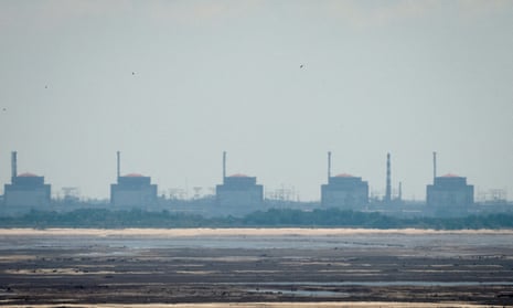 The Zaporizhzhia nuclear power plant from the bank of Kakhovka Reservoir in Nikopol in June 2023.