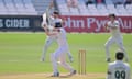 A close call for Will Williams of Lancashire at Trent Bridge.