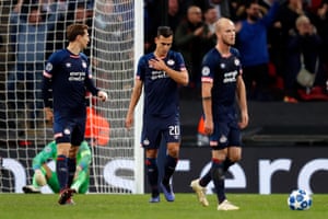 Dejected PSV players.
