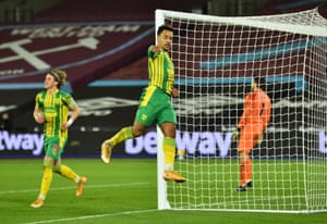 West Bromwich Albion’s Matheus Pereira celebrates scoring their equaliser.