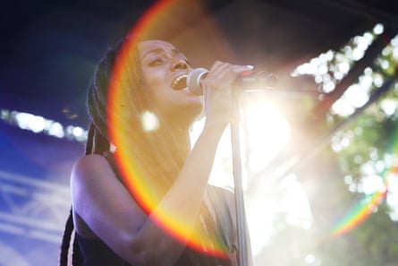 Kelela performing at the Pitchfork Music festival in 2014.