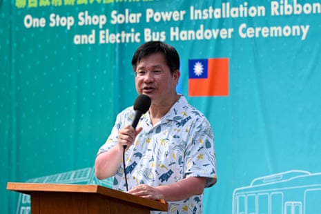 Taiwan’s foreign affairs minister, Lin Chia-lung, speaks in Palau.