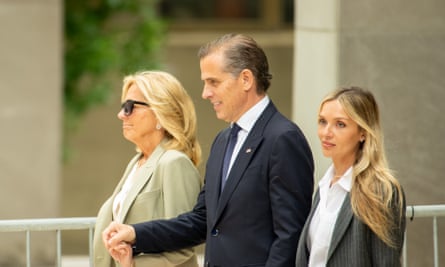 Hunter Biden leaving court with his wife Melissa Cohen Biden and Jill Biden after being found guilty on federal gun charges.