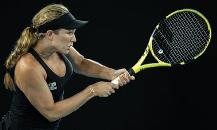 Danielle Collins during her 6-4, 6-1 Australian Open semi-final victory against Iga Swiatek