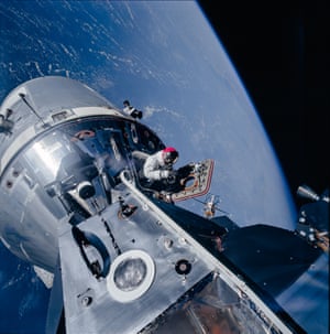 Command module pilot David Scott space walks during the Apollo 9 mission.