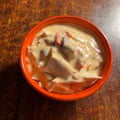 Poach white meat for something ‘pleasantly juicy’: Craig Claiborne’s chicken a la king. Thumbnails by Felicity.