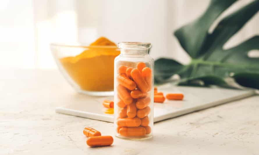 Turmeric powder in capsules