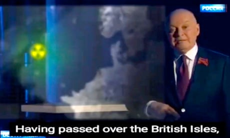 Russian state TV anchor Dmitry Kiselyov described a nuclear attack off the coast of Britain and Ireland.