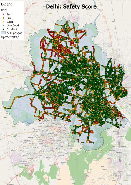 Delhi SafetiPin map.