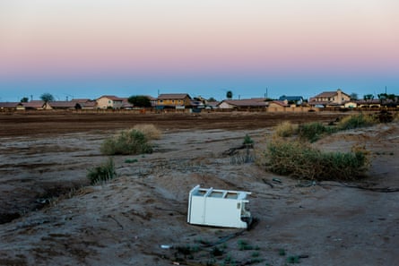 The proposed site of the 950,00 square foot data center is on a dusty parcel which is next to the Victoria Ranch housing community and adjacent to farm land March 12, 2026 in Imperial, CA.(Gina Ferazzi / Los Angeles Times via Getty Images)