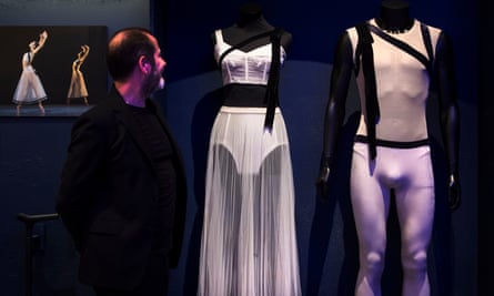 Kevin O’Hare looks at costumes on display at the Design Museum