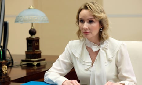 Maria Lvova-Belova while speaking to Vladimir Putin outside Moscow in February