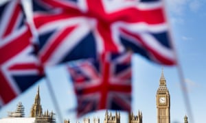 Union flags in front of Westminster