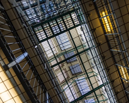 Suicide netting inside a prison wing.