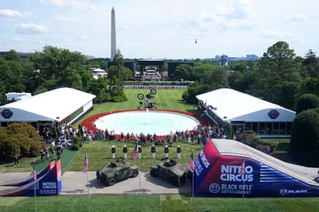 Motor sports athletes perform Saturday on the South Lawn of the White House.